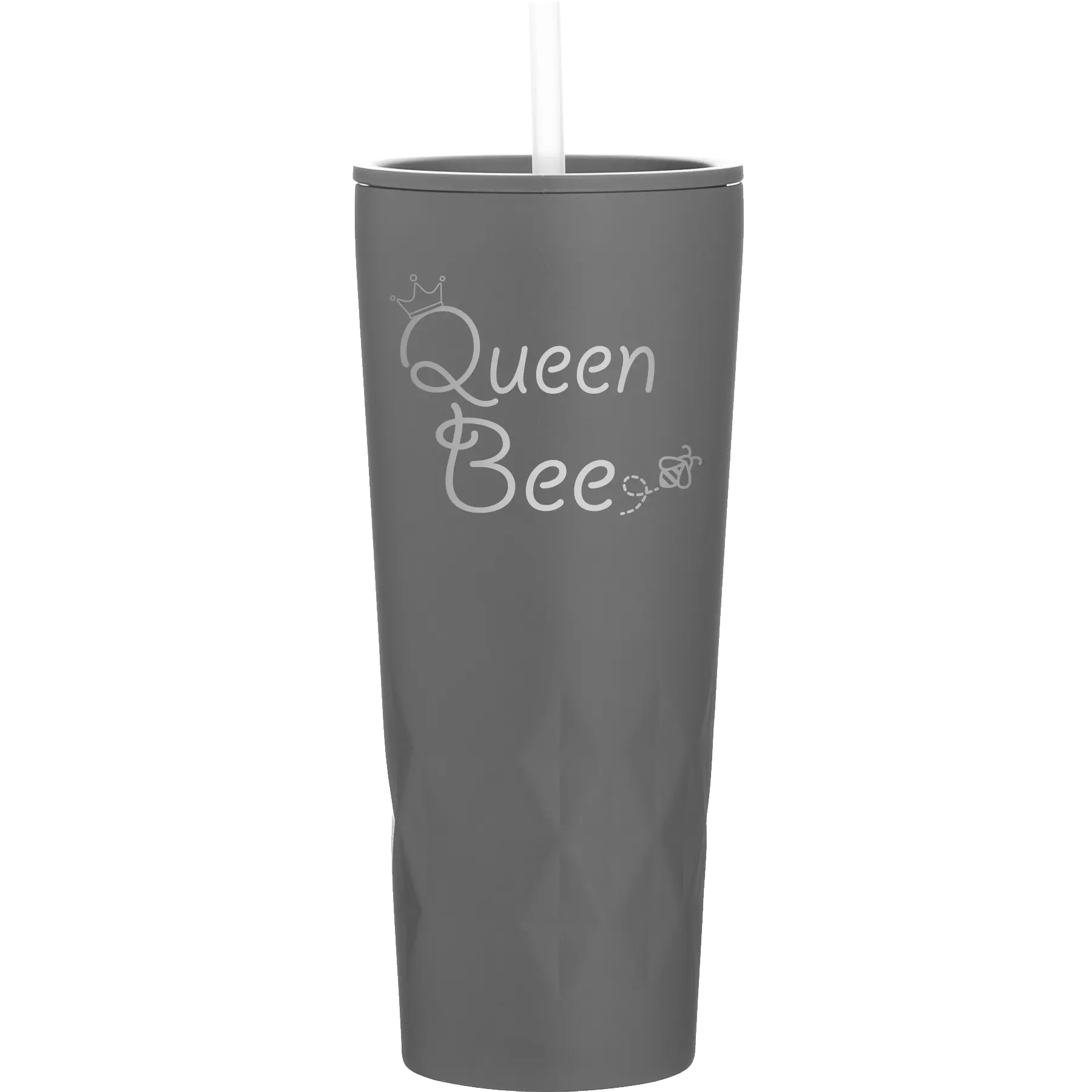 Laser etched slate 20 oz vacuum insulated tumbler with 'Queen Bee' design