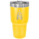 Laser etched yellow 30 oz vacuum insulated tumbler with 'Save Water Drink Beer' design