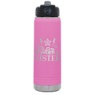 Laser etched light purple 20 oz vacuum insulated water bottle with 'Super Sister' design