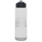 Laser etched white 20 oz vacuum insulated water bottle with 'Super Sister' design