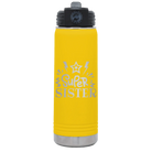 Laser etched yellow 20 oz vacuum insulated water bottle with 'Super Sister' design