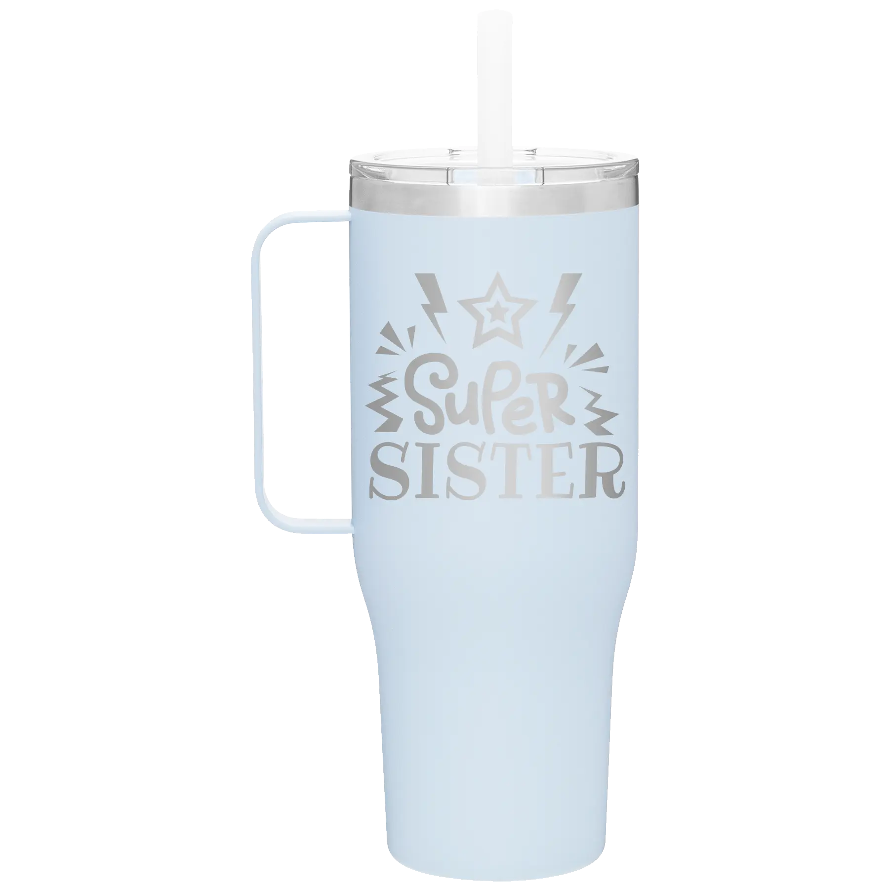 Laser etched landfall 40 oz vacuum insulated tumbler mug with 'Super Sister' design