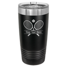 Personalized black 20 oz vacuum insulated tumbler with 'Tennis' design
