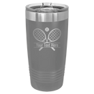 Personalized dark gray 20 oz vacuum insulated tumbler with 'Tennis' design