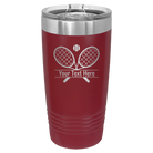 Personalized maroon 20 oz vacuum insulated tumbler with 'Tennis' design
