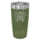Personalized olive green 20 oz vacuum insulated tumbler with 'Tennis' design