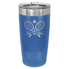 Personalized royal blue 20 oz vacuum insulated tumbler with 'Tennis' design
