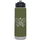 Personalized olive green 20 oz vacuum insulated water bottle with 'Tennis' design