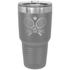 Personalized dark gray 30 oz vacuum insulated tumbler with 'Tennis' design