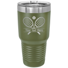 Personalized olive green 30 oz vacuum insulated tumbler with 'Tennis' design
