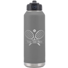 Personalized dark gray 32 oz vacuum insulated water bottle with 'Tennis' design