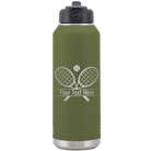 Personalized olive green 32 oz vacuum insulated water bottle with 'Tennis' design