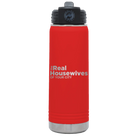 Personalized red 20 oz vacuum insulated water bottle with 'The Real Housewives' design