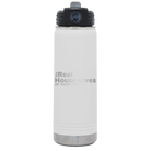 Personalized white 20 oz vacuum insulated water bottle with 'The Real Housewives' design