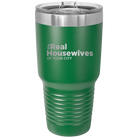 Personalized green 30 oz vacuum insulated tumbler with 'The Real Housewives' design