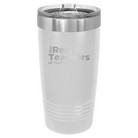 Personalized white 20 oz vacuum insulated tumbler with 'The Real Teachers' design