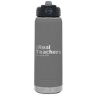 Personalized dark gray 20 oz vacuum insulated water bottle with 'The Real Teachers' design