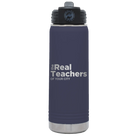 Personalized navy 20 oz vacuum insulated water bottle with 'The Real Teachers' design