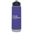 Personalized purple 20 oz vacuum insulated water bottle with 'The Real Teachers' design
