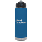 Personalized royal blue 20 oz vacuum insulated water bottle with 'The Real Teachers' design