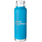 Personalized aqua 24 oz vacuum insulated water bottle with 'The Real Teachers' design