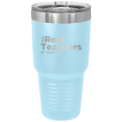 Personalized light blue 30 oz vacuum insulated tumbler with 'The Real Teachers' design