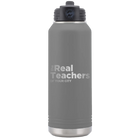 Personalized dark gray 32 oz vacuum insulated water bottle with 'The Real Teachers' design