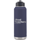 Personalized navy 32 oz vacuum insulated water bottle with 'The Real Teachers' design