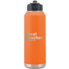 Personalized orange 32 oz vacuum insulated water bottle with 'The Real Teachers' design