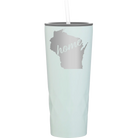 Laser etched meadow 20 oz vacuum insulated tumbler with 'Wisconsin Home' design