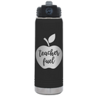 Laser etched black 20 oz vacuum insulated water bottle with 'Teacher Fuel' design