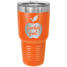 Laser etched orange 30 oz vacuum insulated tumbler with 'Teacher Fuel' design