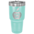 Laser etched teal 30 oz vacuum insulated tumbler with 'Teacher Fuel' design