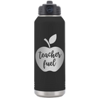 Laser etched black 32 oz vacuum insulated water bottle with 'Teacher Fuel' design
