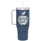 Laser etched constellation 40 oz vacuum insulated tumbler mug with 'Teacher Fuel' design