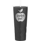 Laser etched black 20 oz vacuum insulated tumbler with 'Teacher Fuel' design
