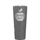 Laser etched slate 20 oz vacuum insulated tumbler with 'Teacher Fuel' design