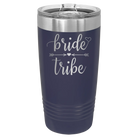 Laser etched navy 20 oz vacuum insulated tumbler with 'Bride Tribe' design