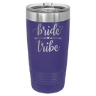 Laser etched purple 20 oz vacuum insulated tumbler with 'Bride Tribe' design