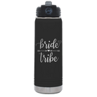 Laser etched black 20 oz vacuum insulated water bottle with 'Bride Tribe' design