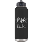 Laser etched black 32 oz vacuum insulated water bottle with 'Bride Tribe' design
