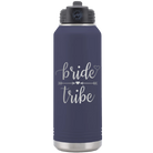 Laser etched navy 32 oz vacuum insulated water bottle with 'Bride Tribe' design