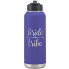 Laser etched purple 32 oz vacuum insulated water bottle with 'Bride Tribe' design