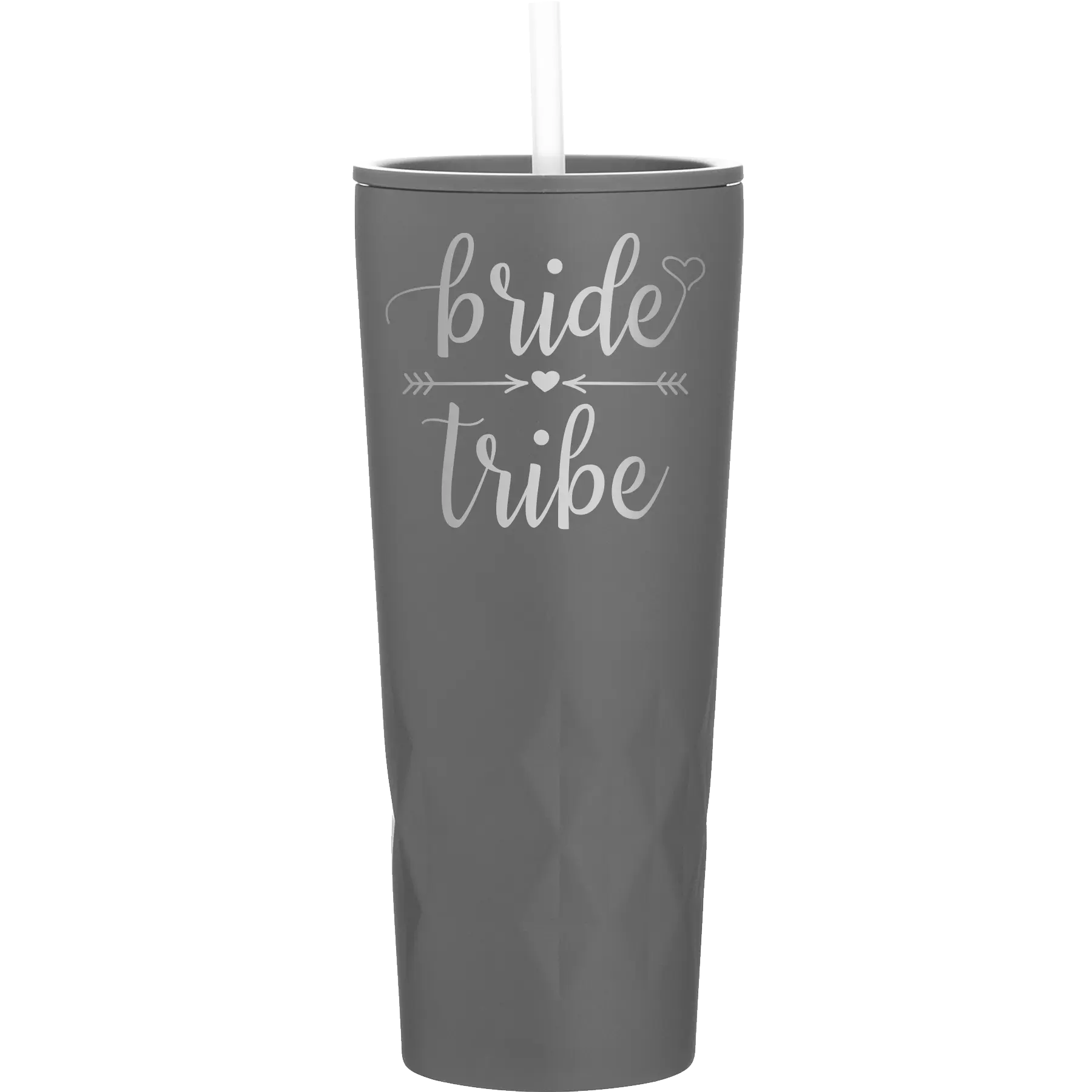 Laser etched slate 20 oz vacuum insulated tumbler with 'Bride Tribe' design
