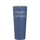 Laser etched constellation 20 oz vacuum insulated tumbler with 'Proud Cat Mom' design
