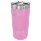 Laser etched light purple 20 oz vacuum insulated tumbler with 'Sarcasm' design