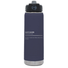 Laser etched navy 20 oz vacuum insulated water bottle with 'Sarcasm' design