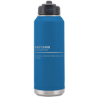 Laser etched royal blue 32 oz vacuum insulated water bottle with 'Sarcasm' design