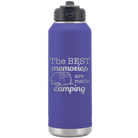 Laser etched purple 32 oz vacuum insulated water bottle with 'Camping' design