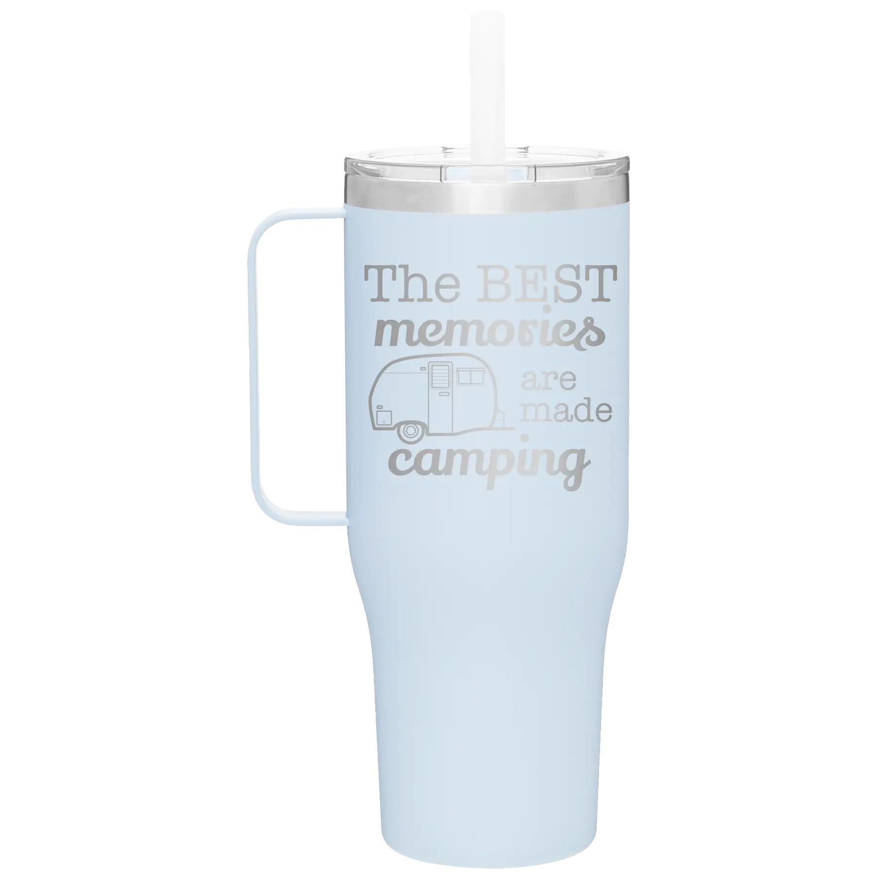 Laser etched landfall 40 oz vacuum insulated tumbler mug with 'Camping' design